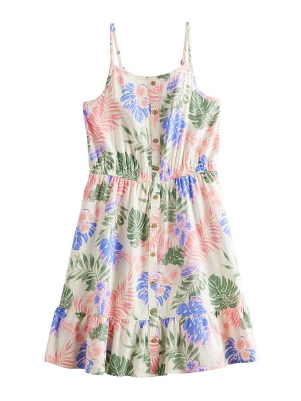 Girl's SO Button Up Spaghetti Strap Summer Dress - Floral - Medium(8) - NWT
